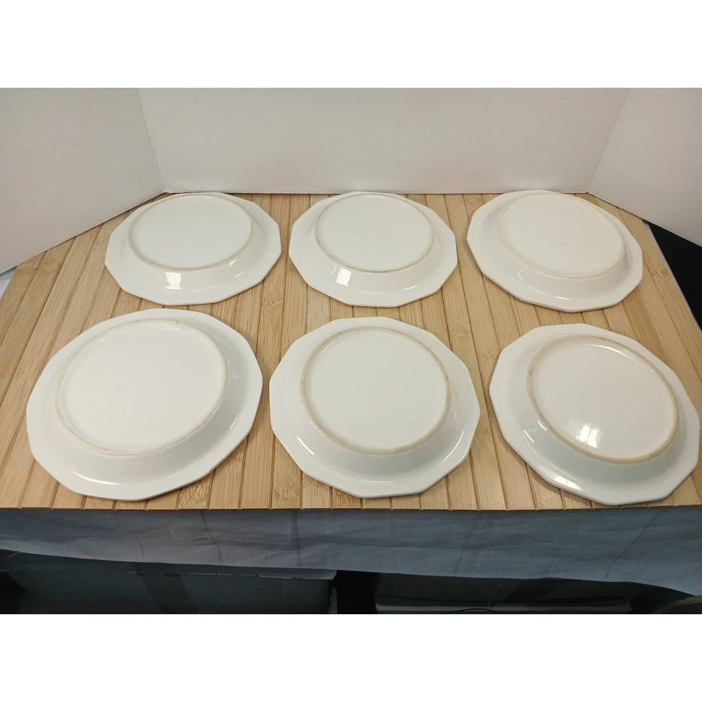 Pfaltzgraff Heritage White Octagonal Dessert Bread Plates Set of 6 Stoneware 7